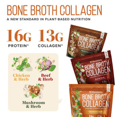 Vitauthority bone broth collagen chicken noodle powder dissolves easily for quick meals.