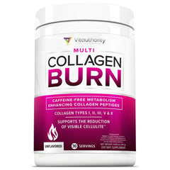 Vitauthority hydrolyzed collagen powder bottle with multi-peptide blend for skin and hair support.