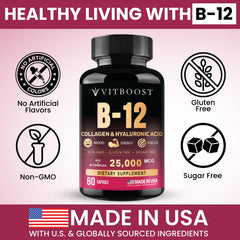 VITBOOST B12 Complex bottle pour demonstrates easy daily intake