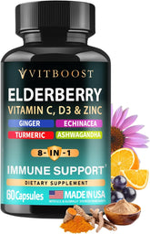 VITBOOST Elderberry immune bottle with capsules for daily wellness.