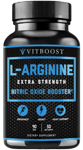 VITBOOST L Arginine Citrulline bottle with label showing premium nitric oxide support