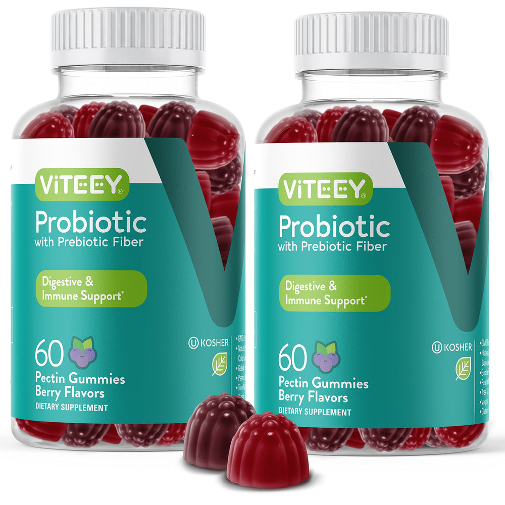 Viteey Probiotic Gummies berry flavor for a tasty daily gut support option.