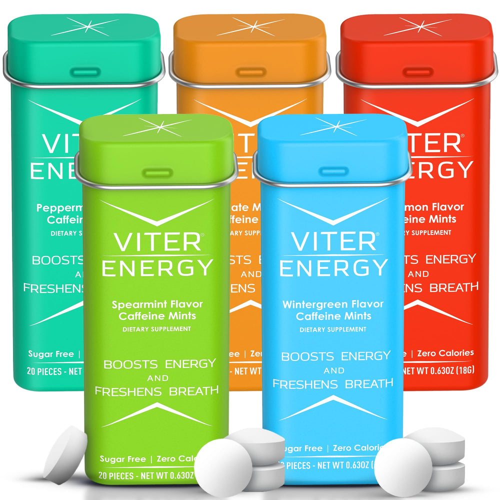 Viter Energy 40mg caffeine mint in tin open boosts focus