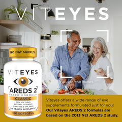 Close up of Viteyes AREDS 2 Classic softgels for easy daily use.