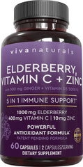 Viva Naturals elderberry bottle close-up highlighting high-potency elderberry for daily wellness