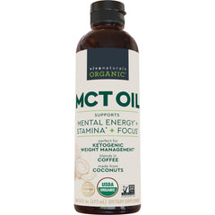 Viva Naturals MCT Oil bottle with clear branding suggesting energy-boosting use.