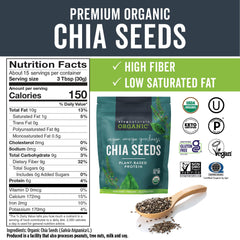Close-up of Viva Naturals chia seeds texture for pudding and baking.
