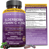 Viva Naturals elderberry bottle closeup for daily immune support potential