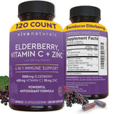 Viva Naturals elderberry capsules front view for daily immune support.