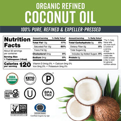 Viva Naturals organic coconut oil label highlights USDA Organic certification and purity.