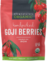 Viva Naturals organic goji berries in a bowl for a tasty, chewy snack.