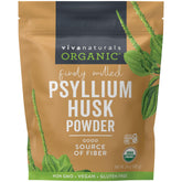 Viva Naturals psyllium husk powder bottle, a convenient daily fiber source.