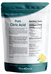Viva Doria citric acid powder close-up shows fine grain texture.