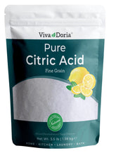 Viva Doria citric acid powder in packaging for easy, hygienic storage.