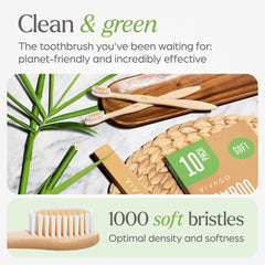 VIVAGO bamboo toothbrush natural handle close-up highlights sustainable wood