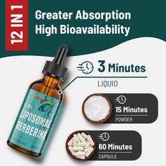 Vivaravida Berberine HCl Drops packaging highlights gluten-free and dairy-free formula
