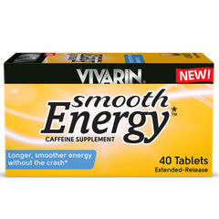 Vivarin Smooth Energy bottle packaging showing sleek design for on-the-go focus