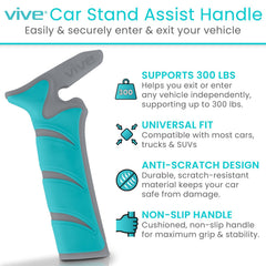 Vive Car Handle Ergonomic Grip offers a comfortable, cushioned hold.