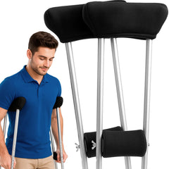 Vive underarm fleece pad delivers soft comfort for extended crutch use.