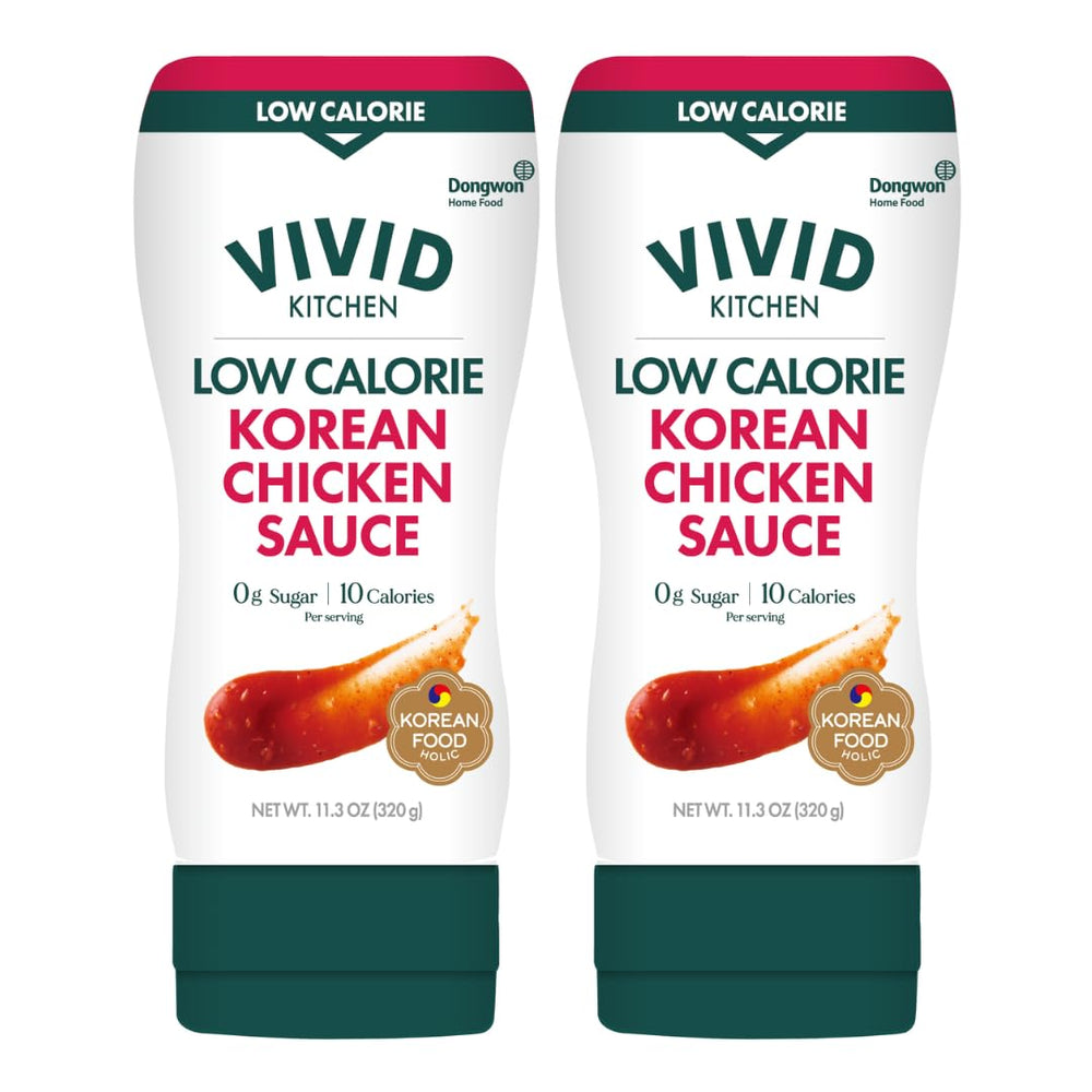 VIVID KITCHEN Korean Chicken Sauce bottle closeup for easy marinades.