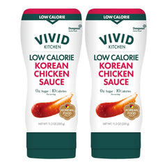 VIVID KITCHEN Korean Chicken Sauce bottle closeup for easy marinades.