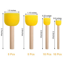 Vivinin wooden-handle round sponge brushes showcase sturdy grips for comfortable painting.
