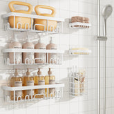 Veken 6-piece shower caddy with adhesive wall mount for easy bathroom organization