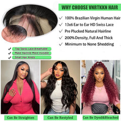 Vnrtkkn 13x6 lace front enables versatile parting and natural look.