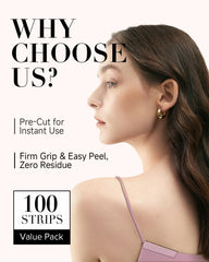 VOCH GALA hypoallergenic adhesive works on neckline.