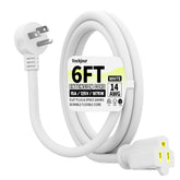 Vockjour 6ft white flat-plug extension cord for tight spaces.