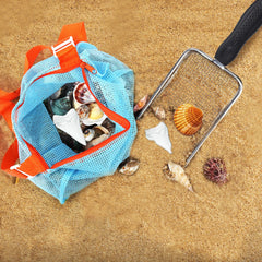 Vodolo mesh bag with enlarged bottom for more finds on the beach