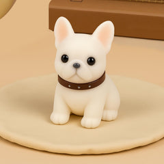 Vodolo Pure White Taba Dog squishy face close-up showing ultra-soft fur-like texture for calming tactile play