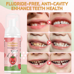 VOGSIG Kids Foam Toothpaste foam-texture close-up demonstrates ultra-fine foam reaching tiny gaps.