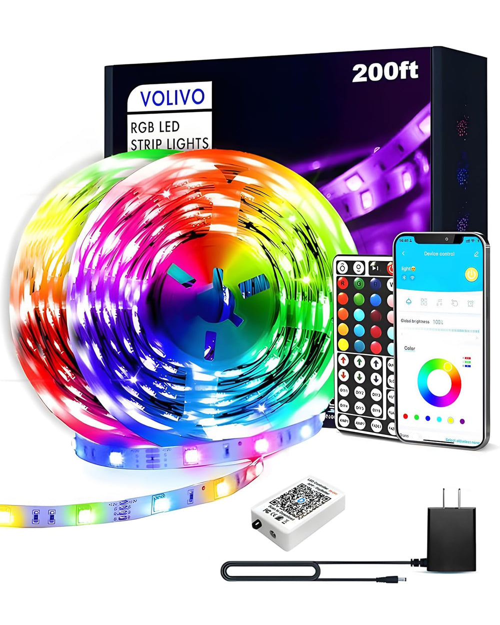 Volivo LED Strip Lights 200ft in-bedroom setup for full-room ambient lighting