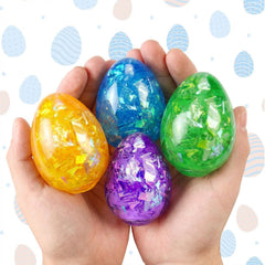 VOMAOK Easter egg stress ball purple glitter, colorful fidget for classroom prizes.