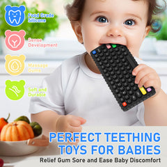 VoMii BPA-free remote-shaped teether safe for chewing and easy cleaning