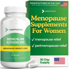 VoomVaya MenoSlim Advanced bottle front view supports menopause weight management.