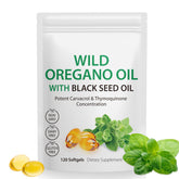 Vortexonix Oil of Oregano Softgels bottle front showing 2-in-1 formula for daily immune support.