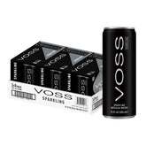 VOSS Artesian Sparkling Water 3-pack slim cans shown for premium hydration on the go.