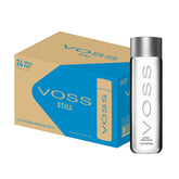 VOSS premium still water bottle pour shows iconic design for on-the-go hydration.