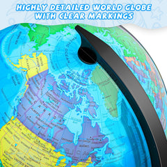 Voxelure globe with fade-proof printing and durable construction.