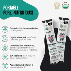Voyager Milk shelf-stable travel pack ready to mix with water.