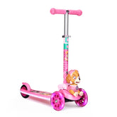 Voyager Paw Patrol Skye front view kick scooter shows three-wheel stability for kids