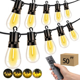 VOZUJI outdoor string lights 50ft glow for cozy backyard dining.