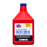 VP Racing small engine oil bottle for four-stroke SAE 30, ideal for lawn equipment.