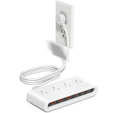 VPSUN power strip front view showing 4 outlets and USB ports for efficient charging.