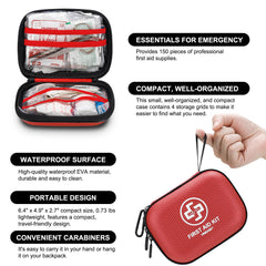 Vriexsd first aid kit 150-piece contents cover basic wound care and safety needs.