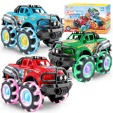 Vroomix JOYIN triple-pack monster trucks with bright LED wheels spark engaging play.