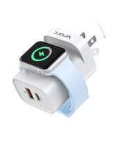 VRURC 3in1 charger in travel setup powering multiple devices on the go