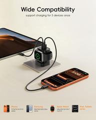 VRURC 3-in-1 travel charger supports iPhone and other devices.